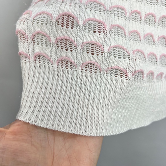 Vintage 70s 80s ivory pink open knit oversized batwing lightweight sweater - Picture 12 of 16